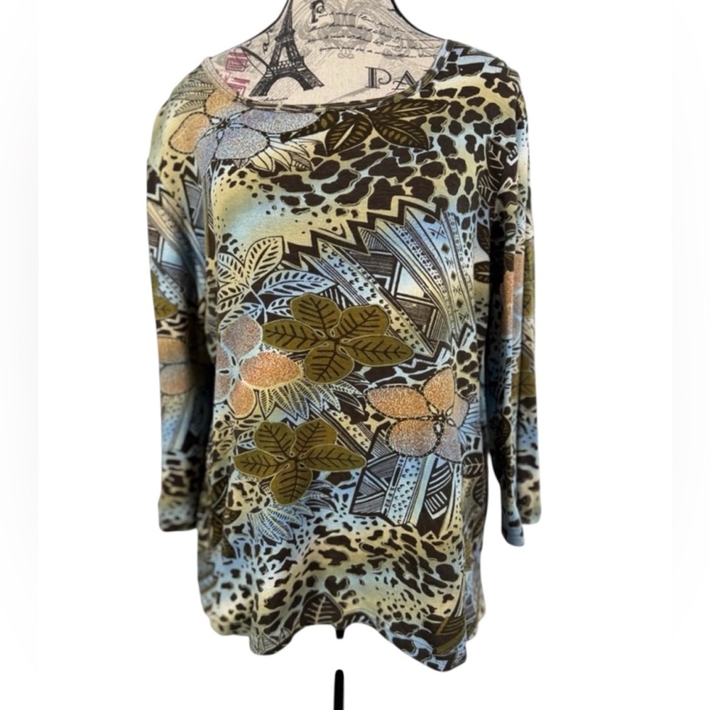 Appleseed's Multicolor Floral Cotton comfort Long Sleeve Top Size XL